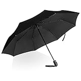 Villkin Regenschirm sturmfest mit Auf-Zu-Automatik - robuster und hochwertiger Regenschirm in schwarz für Damen...
