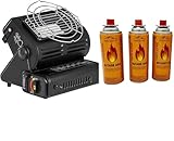 SMH LINE® Camping Heizstrahler Gasheizung 1,3KW Gasstrahler Keramik Camping Heizung Zelt Heizung + 3 Gaskartuschen...