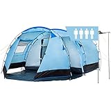 CampFeuer Zelt Super+ für 4 Personen | Blau/Schwarz | Großes Tunnelzelt mit 2 Eingängen und Vordach, 3000 mm...