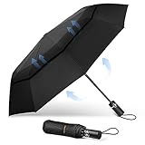 TECKNET Automatik Regenschirm für Regen, Starker Windfest Regensicher Schirm mit 10 Rippen, Sturmfest Groß...