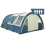 CampFeuer Zelt Multi für 4 Personen | Blau/Sand | Tunnelzelt mit riesigem Vorraum, 5000 mm Wassersäule |...