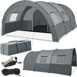 tectake® Tunnelzelt für 6 Personen, Familienzelt mit Vorzelt und Bodenplane, 6 Personen Zelt, UV-Schutz,...
