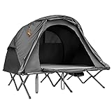 COSTWAY Feldbett mit Zelt für 2 Personen, Campingbett Campingzelt mit selbstaufblasender Luftmatratze,...