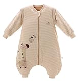 Chilsuessy Baby Winter Schlafsack mit Füßen und abnehmbar Langarm Pyjamas aus Bio Baumwolle kleine Kinder...