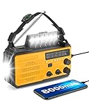 Greadio Kurbelradio,Solar Notfallradio Dynamo AM FM Radio mit Handyladefunktion, 8000mAh Powerbank mit Taschenlampe...