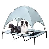 BRIAN & DANY XL-Hundebett, erhöht und mit Überdach, langlebiges 1680D-Oxford-Gewebe Hundeliege für Camping oder...