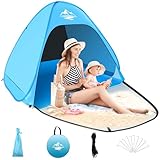 MAXDONE Strandmuschel Pop Up Strandzelt für 2-3 Personen Automatisches Strand Camping Zelt UV50+ Schutz, Tragbar...
