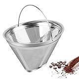 Kaffeefilter Edelstahl Kaffeefilter Größe 4 Wiederverwendbar Kaffee Dauerfilter mit Griff, Waschbar kaffee filter...