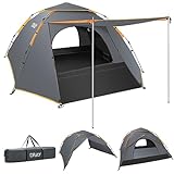 Cflity Camping Zelt, 3 Personen Pop Up Zelt Automatisches Instant DREI Schicht Wasserdicht 4 Jahreszeiten Große...