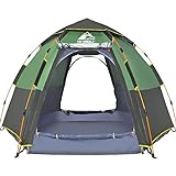 HEWOLF Kuppelzelt 3-4 Personen Campingzelt Wasserdicht Pop Up Zelt UV-Schutz Sekundenzelt Sechseckiges...