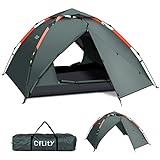 Cflity Camping Zelt, 3 Personen Instant Pop Up Wasserdicht DREI Schicht Automatische Kuppelzelt, Große 4...