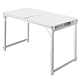 Grafner XL Aluminium Camping Tisch klappbar, stabil und tragbar, 120 x 60 x 70 cm, höhenverstellbar, Doppel...