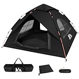 JONRRYIN Camping Zelt, Pop Up Ultraleichtes Zelt 2-4 Personen Automatisches Wurfzelt mit Doppelschicht 2 Türen und...