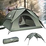 Camping Zelt Automatisches Sofortzelt 2-3 Personen Pop Up, Doppelschicht Wasserdicht & Winddichte Ultraleichte...