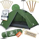 NORDBÄR® Zelt für 1-2 Personen Ultraleicht & wasserdicht | 1-2 Mann Zelt für Camping, Trekking, Festival |...