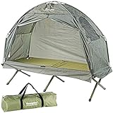 Semptec Urban Survival Technology Campingbett: 2in1-Zelt mit Alu-Feldbett, 1200 mm Wassersäule, 193 x 78 x 160 cm...