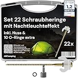 ABCamping Schraubheringe Set - [22 Stück] Stahl Heringe für weiche bis harte Böden - Zeltschrauben mit...