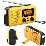 infactory Radio Kurbel: Solar- und Dynamo-Koffer-Radio, LED-Licht, SOS, Powerbank, LCD-Display (Outdoor Radio,...