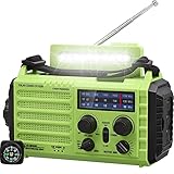 AM/FM/SW Baustellenradio Kurbelradio, Tragbares 5-Wege Wetter Solar Radio,Dynamo Handkurbel,Power Bank,LED Camping...